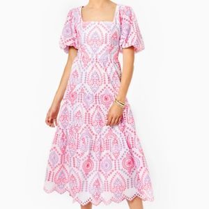 Lilly Pulitzer Katalina MIDI Dress NWT Multi Sunset Dreamer Eyelet Pink White 16